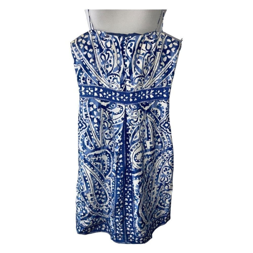 Donna Morgan Blue and White Paisley Midi Dress